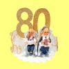 Figurka na tort Babcia i Dziadek 80-lat (T-05) Średnica podstawy:9,5cm Wysokość:6,5cm